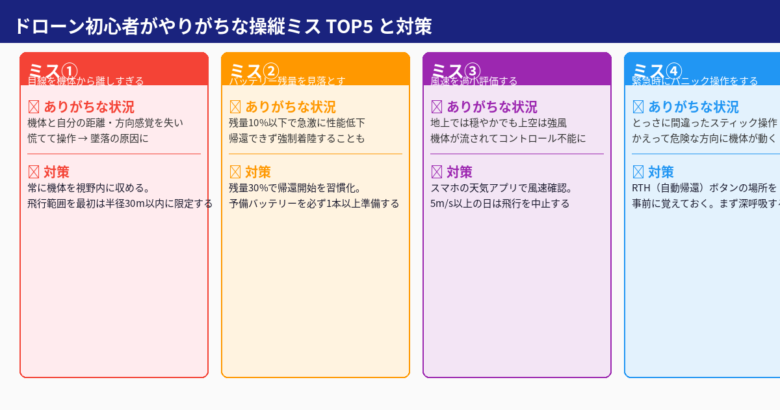ドローン初心者がやりがちな操縦ミスTOP5と対策