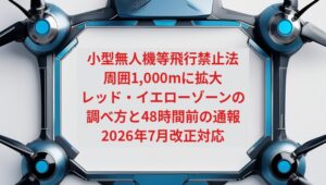 【2026年版】小型無人機等飛行禁止法とは｜周囲1,000mに拡大したレッドゾーン・イエローゾーンの調べ方と48時間前の通報手続き